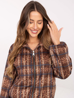 Ciemnocamelowo-brązowa kurtka ze ścigaczem na dole RUE PARIS  