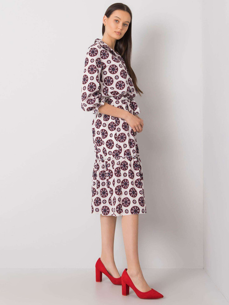 Biało-czerwona sukienka z printami Avelina