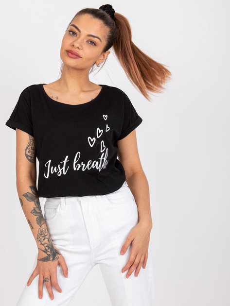 Czarny t-shirt z nadrukiem bawełniany Pola MAYFLIES