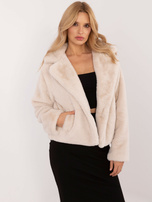 Hurt Jasnobeżowa kurtka przejściowa ze sztucznego futra