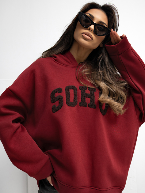 Bordowa bluza z kontrastowym napisem RUE PARIS