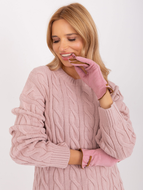 Hurt Jasnoróżowe dotykowe rękawiczki damskie