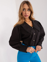 Hurt Czarna klasyczna koszula z ozdobnym kołnierzem