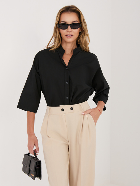 Czarna rozpinana koszula ze stójką