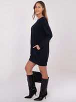 Granatowa dresowa sukienka z kieszeniami BASIC FEEL GOOD 