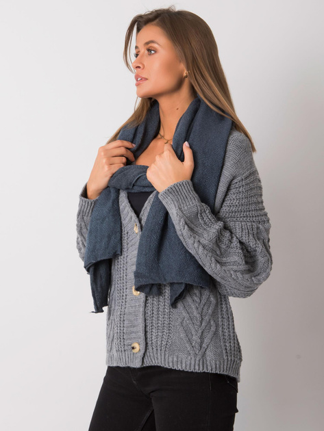 Ciemnoniebieski szalik z dzianiny