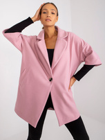 Jasnoróżowy płaszcz na jeden guzik Aliz RUE PARIS