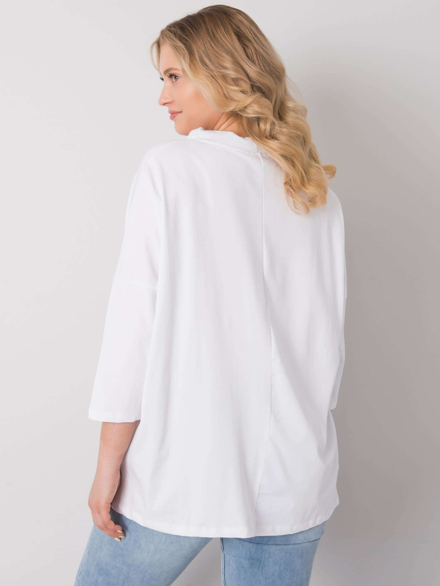 White plus size blouse with rhinestones Philomena