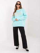 Miętowa ocieplana bluza bez kaptura RUE PARIS 