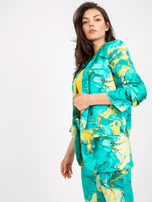 Turkusowa prosta marynarka damska w printy