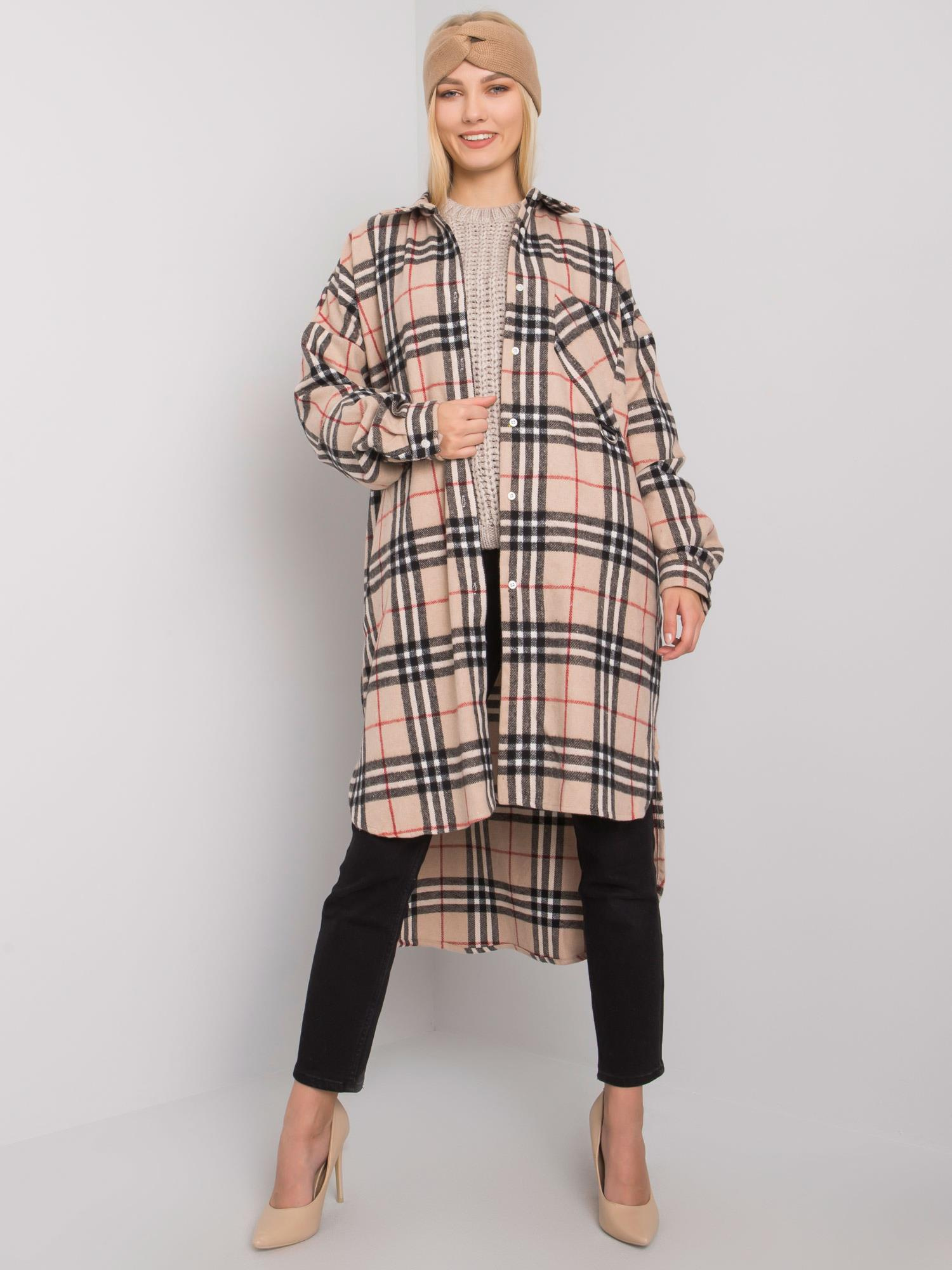 Beige and Black Plaid Long Shirt Baltimore