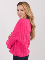 Fuksjowy sweter oversize o grubym splocie