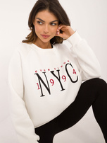 Hurtownia Ecru dresowa bluza bez kaptura z haftem