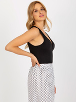 Hurtownia Czarne prążkowane body basic bez rękawów