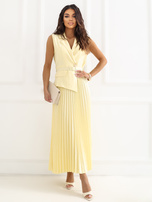 Jasnożółta plisowana sukienka bez rękawów RUE PARIS 