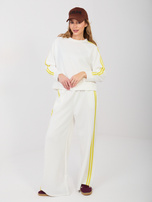 Ecru damska bluza oversize z lampasami RUE PARIS 