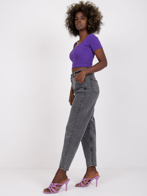 Ciemnoszare spodnie mom jeans z wysokim stanem Levante