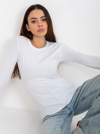 Hurtownia Biała bluzka basic longsleeve z bawełny