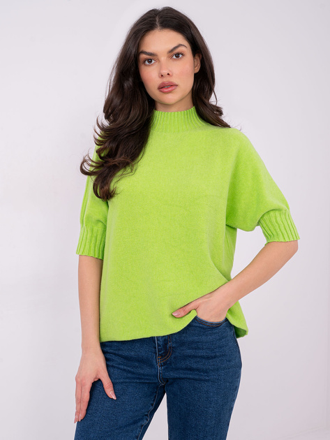 Limonkowy damski sweter z golfem