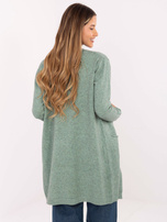 Ciemnomiętowy kardigan z długim rękawem