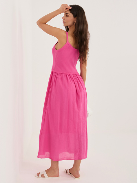 Fuksjowa bawełniana sukienka z podszewką