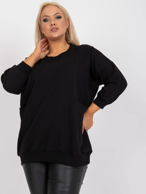 Czarna gładka bluzka plus size basic na co dzień