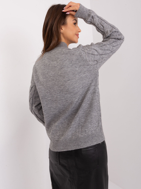 Hurt Ciemnoszary damskisweter z warkoczami