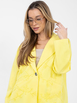 Żółta jeansowa marynarka z kieszeniami RUE PARIS 