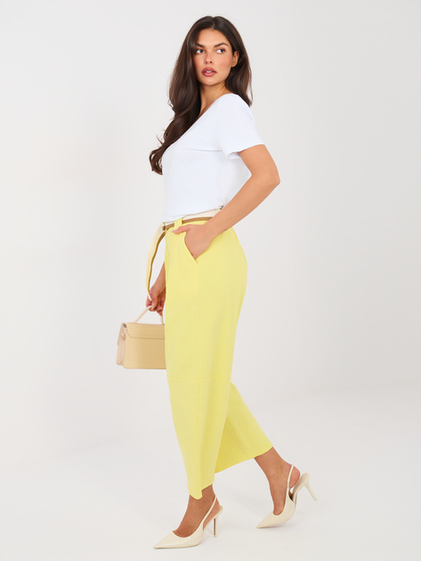 Jasnożółte damskie jeansy z nogawką 7/8 RUE PARIS