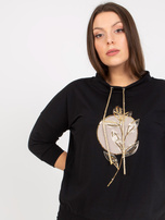 Czarna codzienna bluzka plus size z nadrukiem  