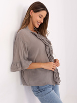 Ciemnobeżowa rozpinana koszula z bawełny 