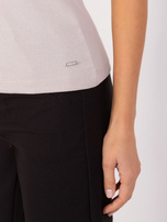 Hurt Beżowy damski top w prążek SUBLEVEL