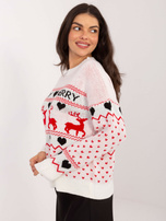 Ecru świąteczny sweter w renifery 