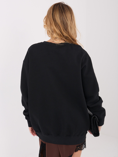 Czarna długa bluza basic z bawełny