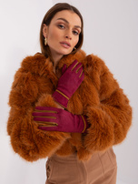 Hurt Bordowe dotykowe rękawiczki damskie 