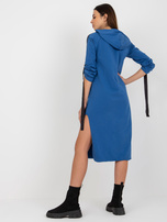 Hurt Ciemnoniebieska długa bluza z kapturem i suwakiem