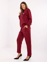 Bordowy komplet z ozdobną gumką na spodiach