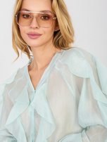 Jasnomiętowa elegancka koszula z falbanami