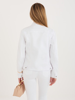 White denim jacket with a fitted cut.