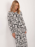 Hurt Biało-czarna midi sukienka z printem i paskiem