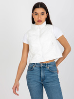 Hurtownia Ecru krótka kamizelka pikowana z kieszeniami