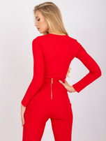 Czerwona bluzka w prążki Moxie