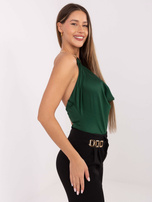 Ciemnozielone wizytowe body z marszczeniem