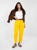 Żółte sztruksowe spodnie z kieszeniami 