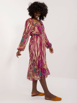 Hurt Fioletowa sukienka z kopertowym dekoltem