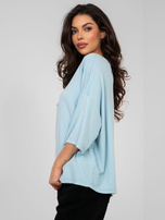 Pastelowa niebieska bluzka basic z miękkiego materiału RUE PARIS 