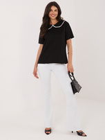 Czarna wizytowa bluzka z kołnierzykiem