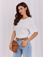Biały bawełniany t-shirt basic RUE PARIS