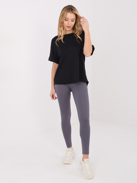 Grafitowe sportowe legginsy w prążek