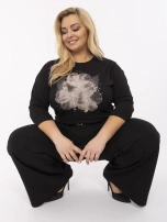 Czarna casualowa bluzka plus size z aplikacjami